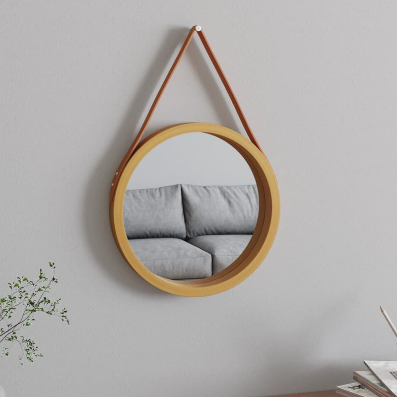 Espejo de pared Vidaxl con neumáticos Ø 35 cm de color dorado