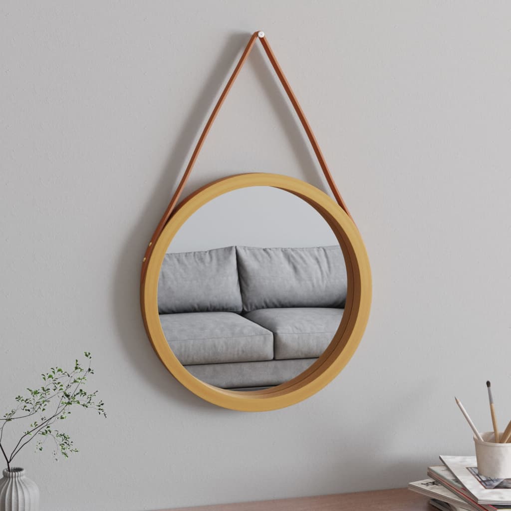Espejo de pared Vidaxl con neumático Ø 45 cm de color oro