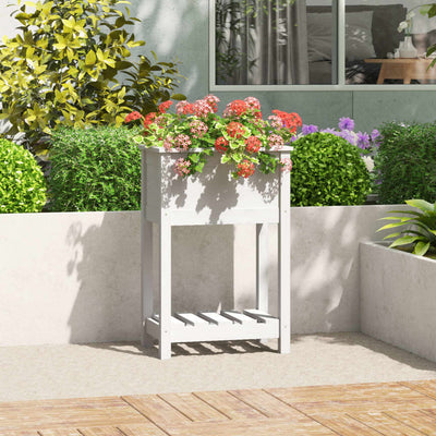 Vidaxl fioriera con scaffale 54x34.5x81 cm Pine bianco bianco