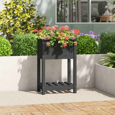 Vidaxl fioriera con scaffale 54x34.5x81 cm Pino solido grigio