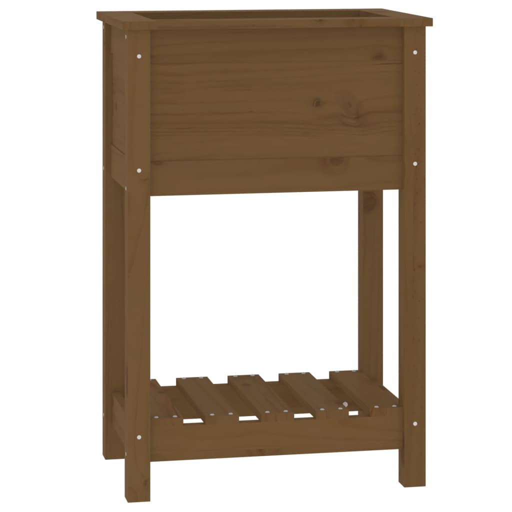 Vidaxl fioriera con scaffale 54x34.5x81 cm Miele di pino marrone