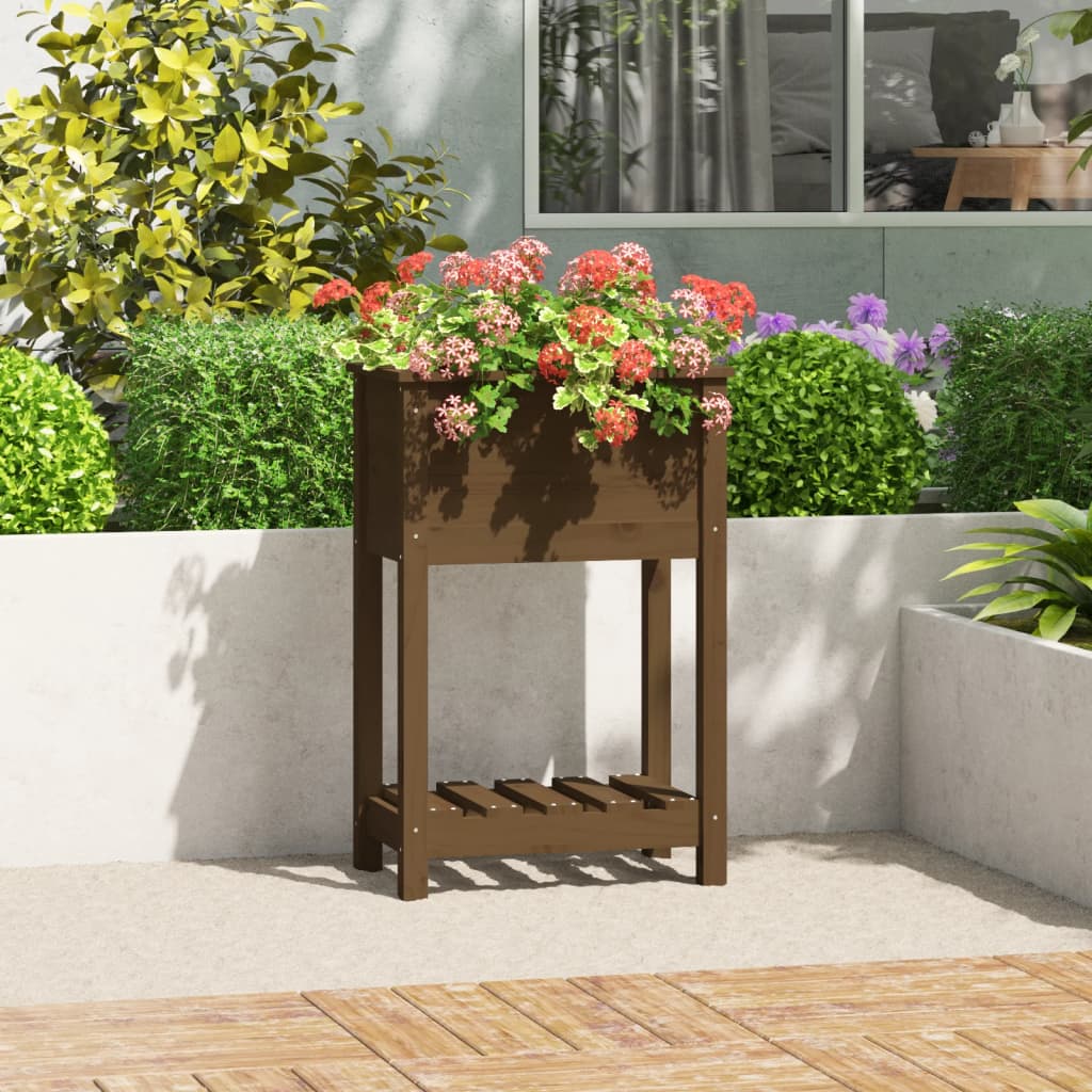 Vidaxl fioriera con scaffale 54x34.5x81 cm Miele di pino marrone