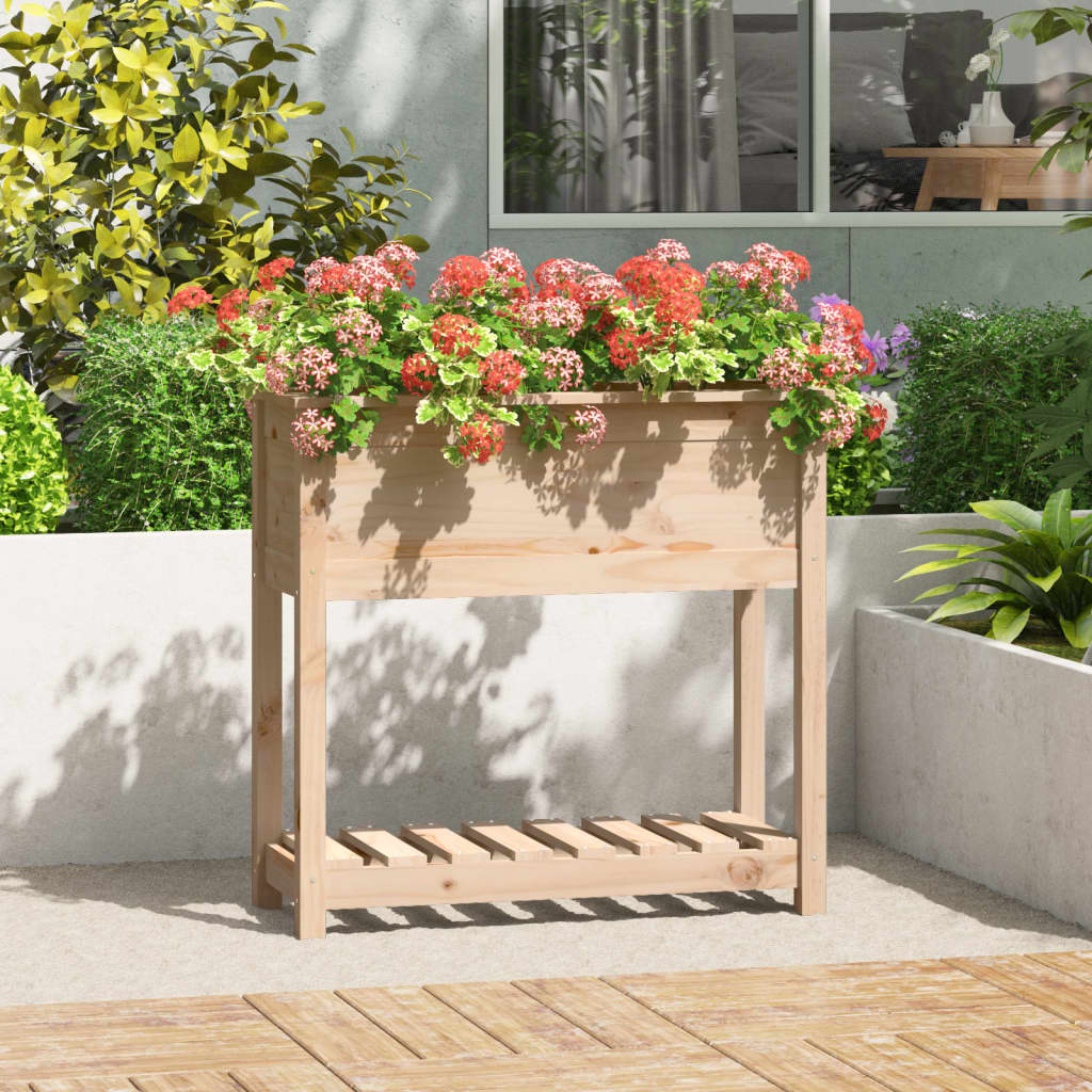 Vidaxl fioriera con scaffale 82.5x34.5x81 cm pino solido