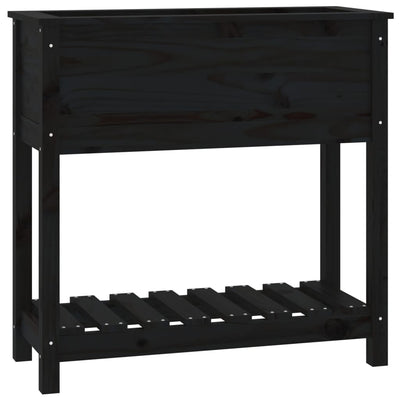 Vidaxl fioriera con scaffale 82.5x34.5x81 cm pino di pino solido nero