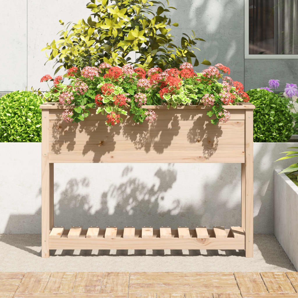 Vidaxl fioriera con scaffale 111.5x34.5x81 cm pino solido