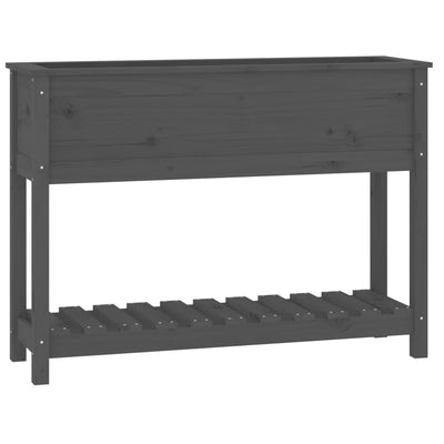 Vidaxl fioriera con scaffale 111.5x34.5x81 cm grigio grigio pino solido