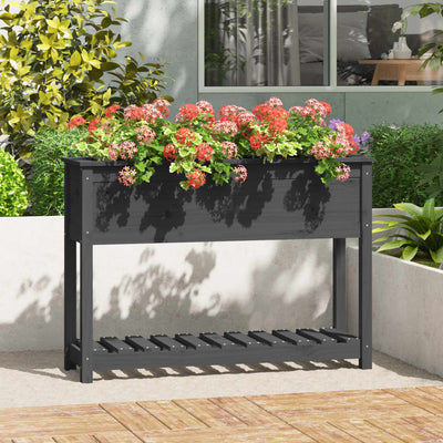 Vidaxl fioriera con scaffale 111.5x34.5x81 cm grigio grigio pino solido