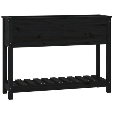 Vidaxl fioriera con scaffale 111.5x34.5x81 cm Pino di pino solido nero