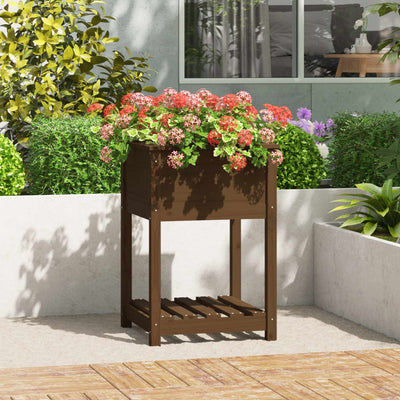 Vidaxl fioriera con scaffale 54x54x81 cm Miele di pino marrone