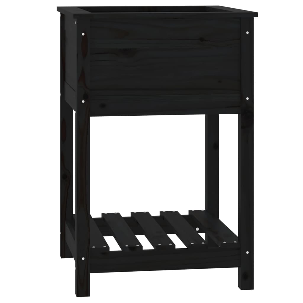 Plantilla Vidaxl con estante 54x54x81 cm de pino sólido negro