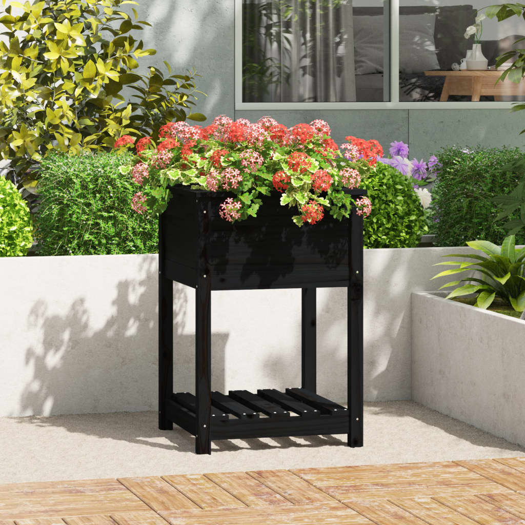 Plantilla Vidaxl con estante 54x54x81 cm de pino sólido negro