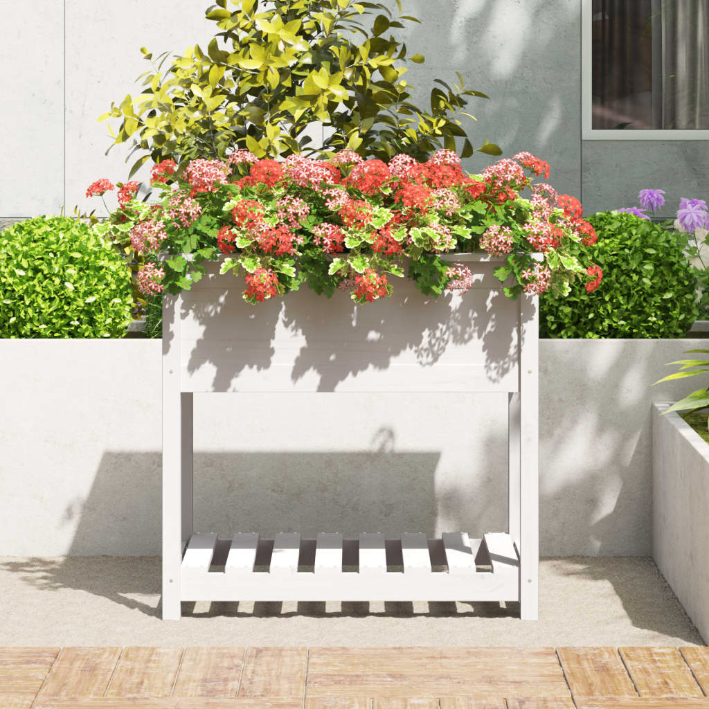 Vidaxl fioriera con scaffale 82.5x54x81 cm Pine bianco bianco