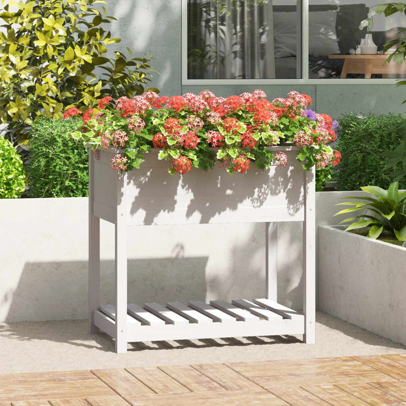 Vidaxl fioriera con scaffale 82.5x54x81 cm Pine bianco bianco