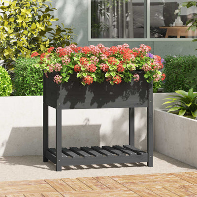Vidaxl fioriera con scaffale 82.5x54x81 cm grigio pino grigio