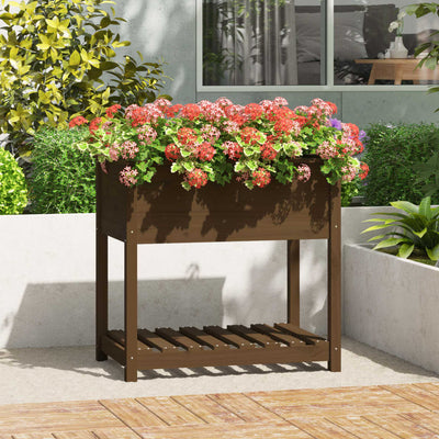 Vidaxl fioriera con scaffale 82.5x54x81 cm Miele di pino marrone