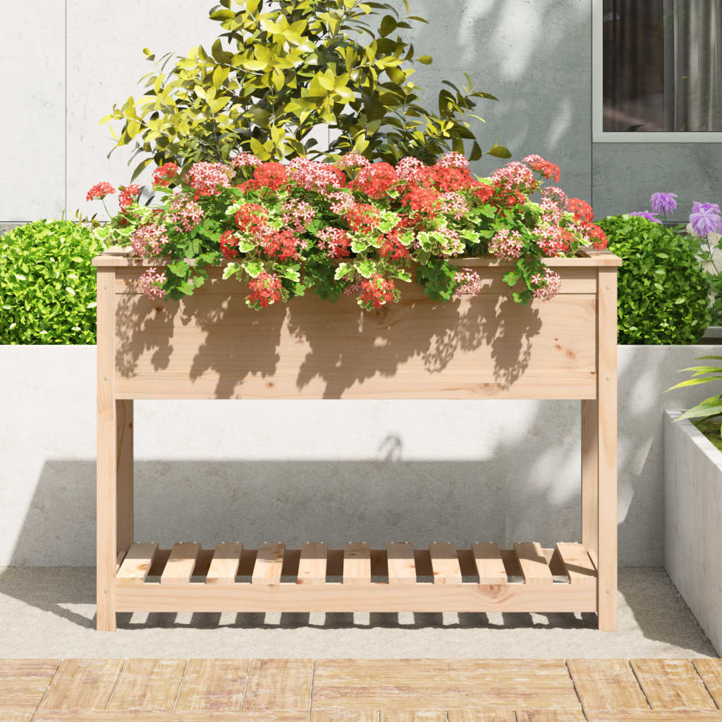 Vidaxl fioriera con scaffale 111.5x54x81 cm pino solido