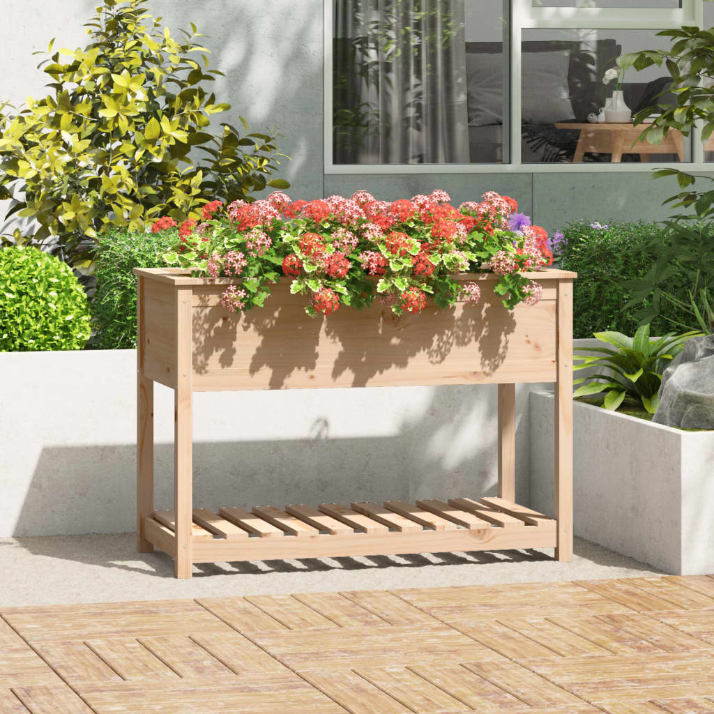 Vidaxl fioriera con scaffale 111.5x54x81 cm pino solido