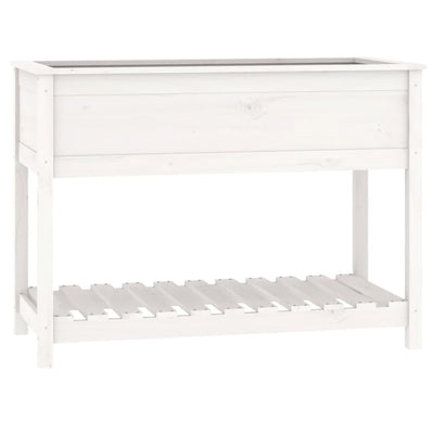 Vidaxl fioriera con scaffale 111.5x54x81 cm Pine bianco solido bianco