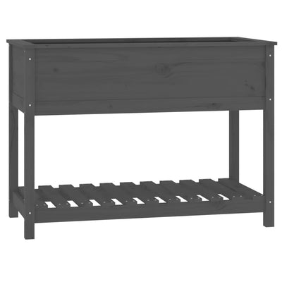 Vidaxl fioriera con scaffale 111.5x54x81 cm grigio grigio pino solido