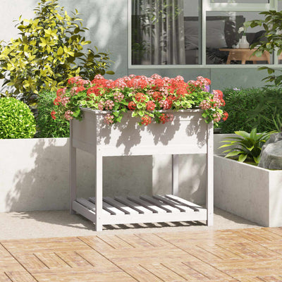 Vidaxl fioriera con scaffale 82.5x82.5x81 cm Pine bianco Solido bianco