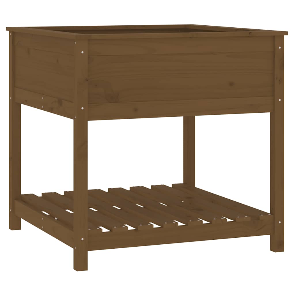 Vidaxl plantenbak met schap 82,5x82,5x81 cm grenenhout honingbruin