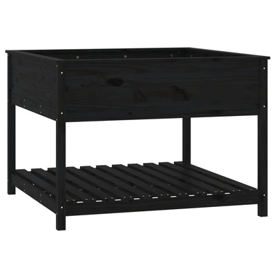 Vidaxl fioriera con scaffale 111.5x111.5x81 cm pino di pino solido nero