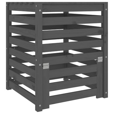 Vidaxl Compost Bin 63.5x63.5x77.5 cm de pino sólido gris gris