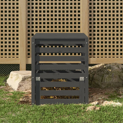 Vidaxl Compost Bin 63.5x63.5x77.5 cm de pino sólido gris gris