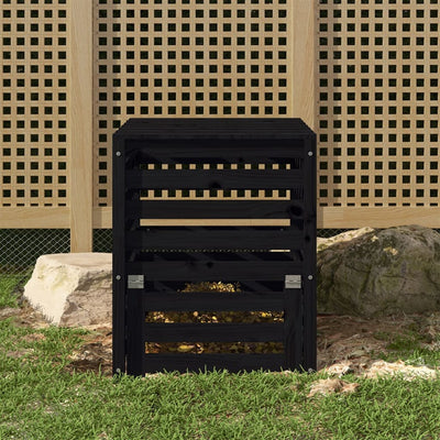 Vidaxl Compost Bin 63.5x63.5x77.5 cm de pino sólido negro
