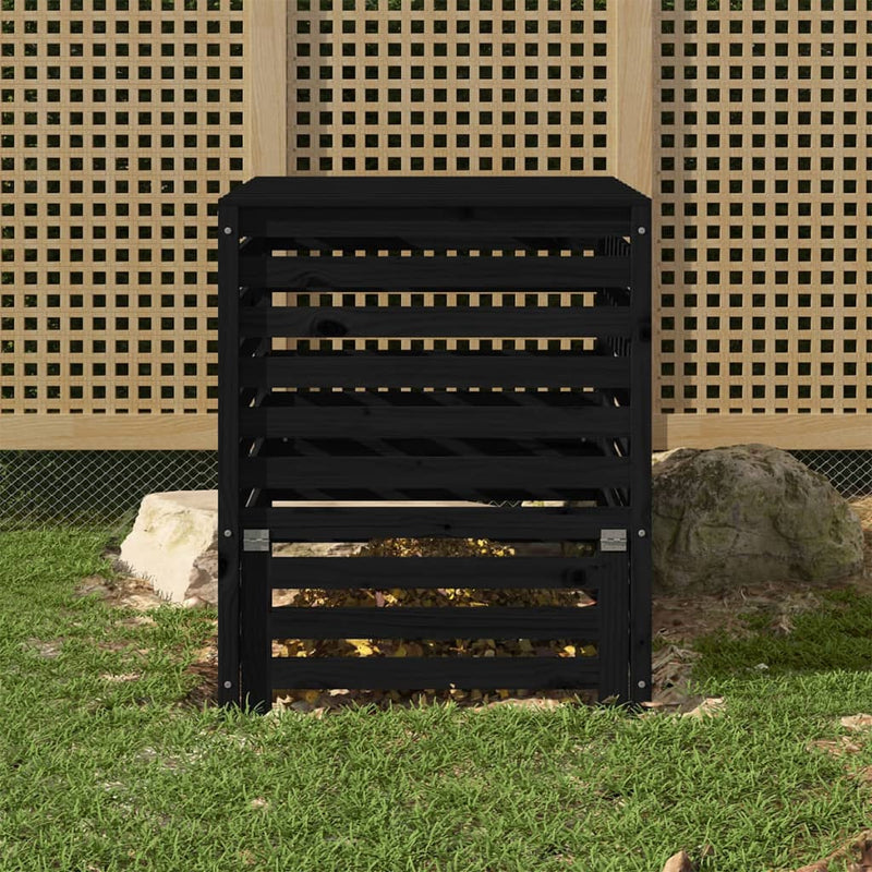 Vidaxl Compost Bin 82.5x82.5x99.5 cm de pino sólido negro