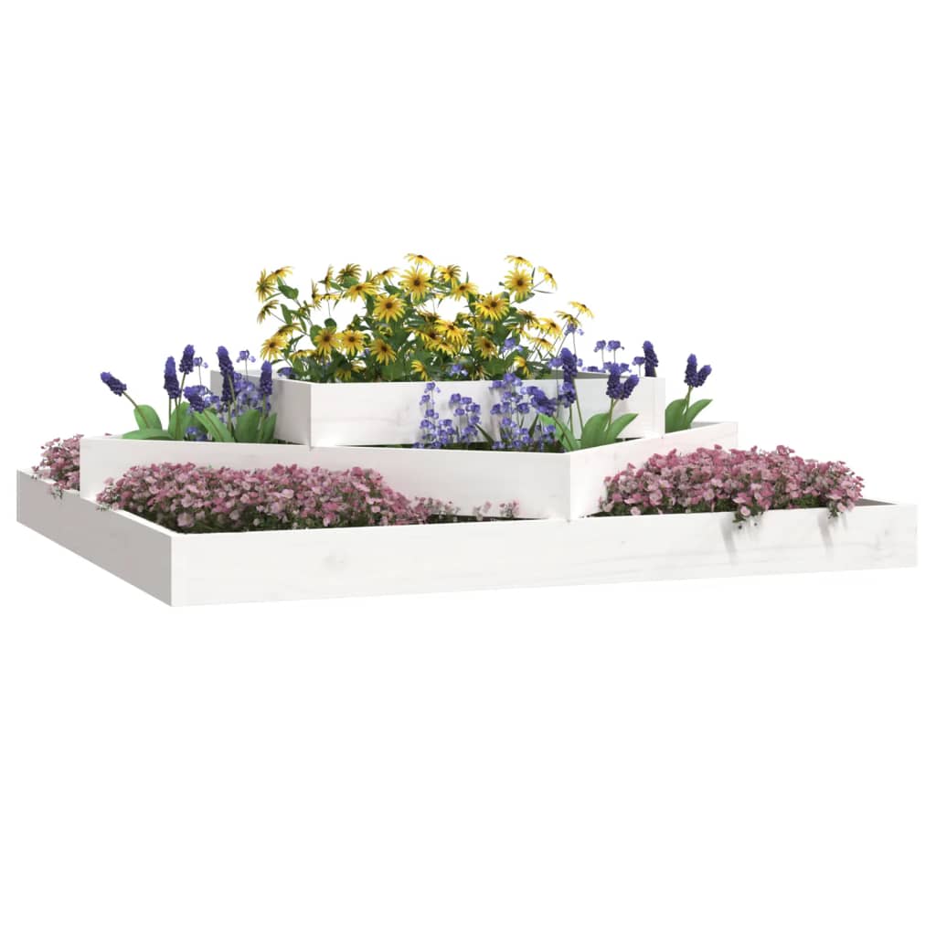Fioriera Vidaxx 112x112x27 cm in legno di pino massiccio bianco