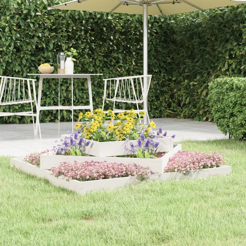 Vidaxl plantenbak 112x112x27 cm massief grenenhout wit