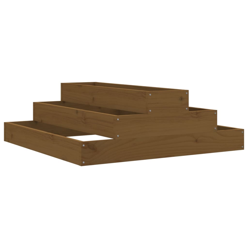 Vidaxl Planning Box 80x80x27 cm de pino sólido marrón marrón