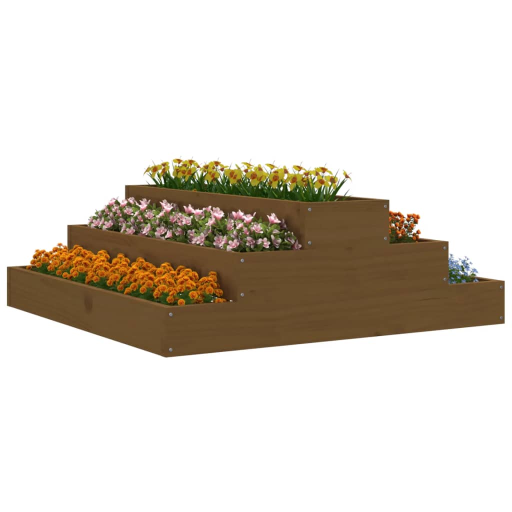 Vidaxl Planning Box 80x80x27 cm de pino sólido marrón marrón