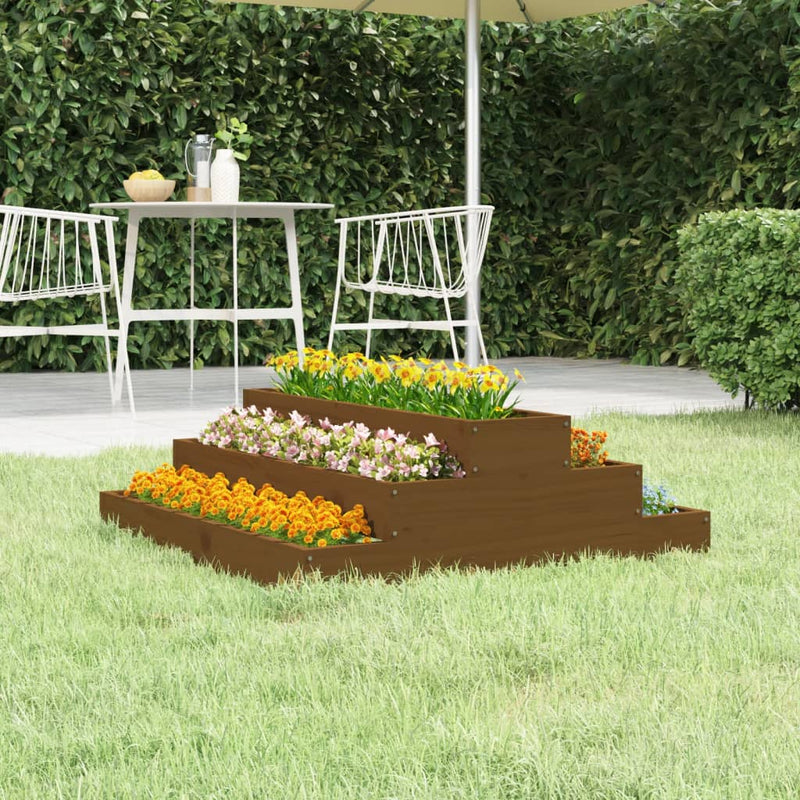 Vidaxl Planning Box 80x80x27 cm de pino sólido marrón marrón