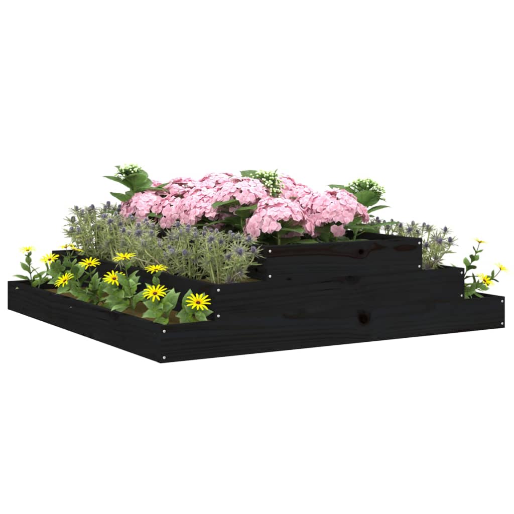 Vidaxl Planter Big 110x110x27 cm Solid Pine Black