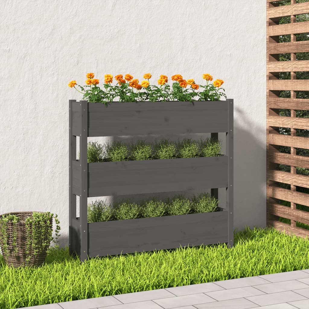 Vidaxl Planning Box 112x25x104.5 cm de pino sólido gris