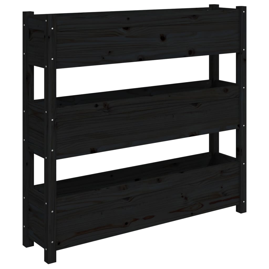 Vidaxl Planning Box 112x25x104.5 cm de pino sólido negro