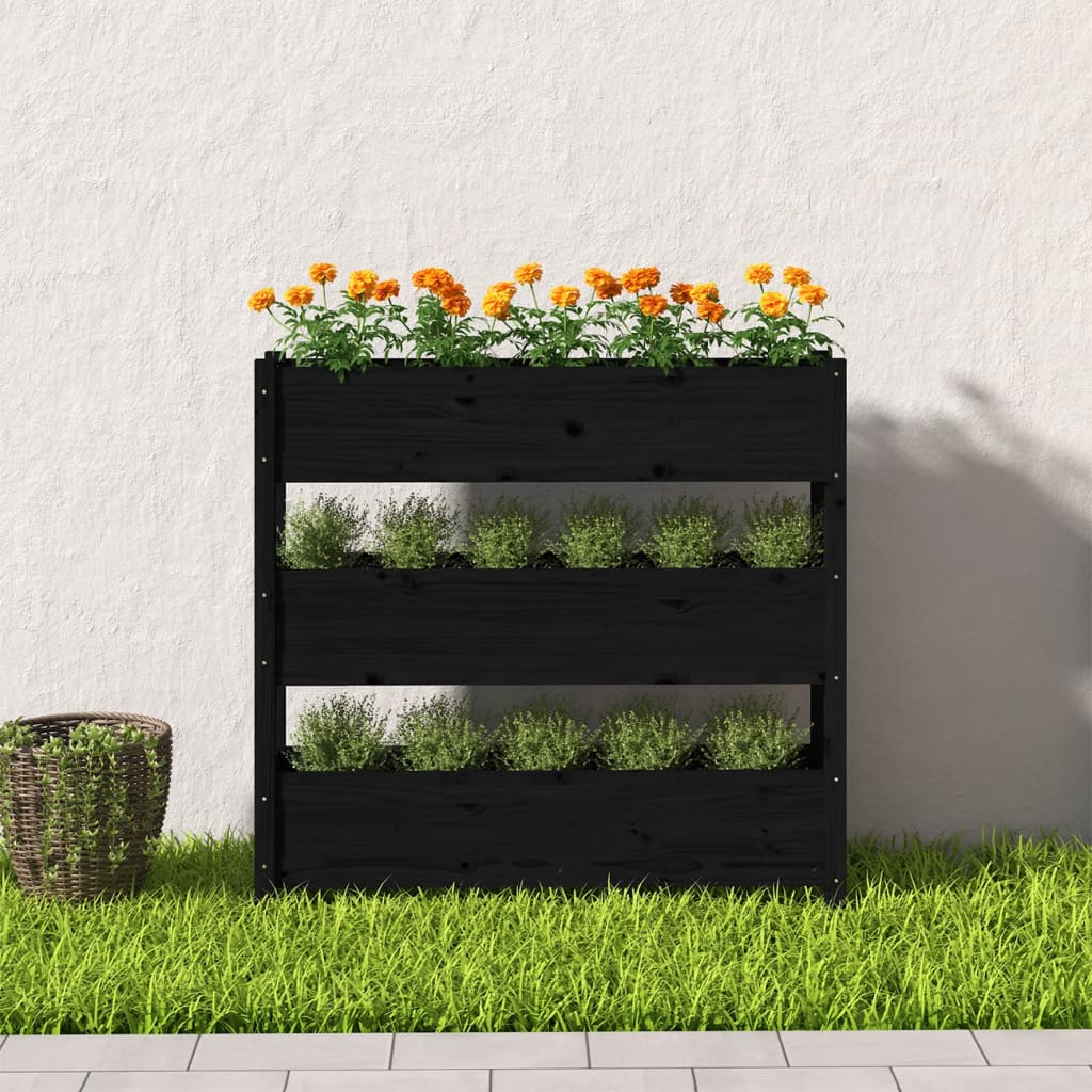 Vidaxl Planning Box 112x25x104.5 cm de pino sólido negro