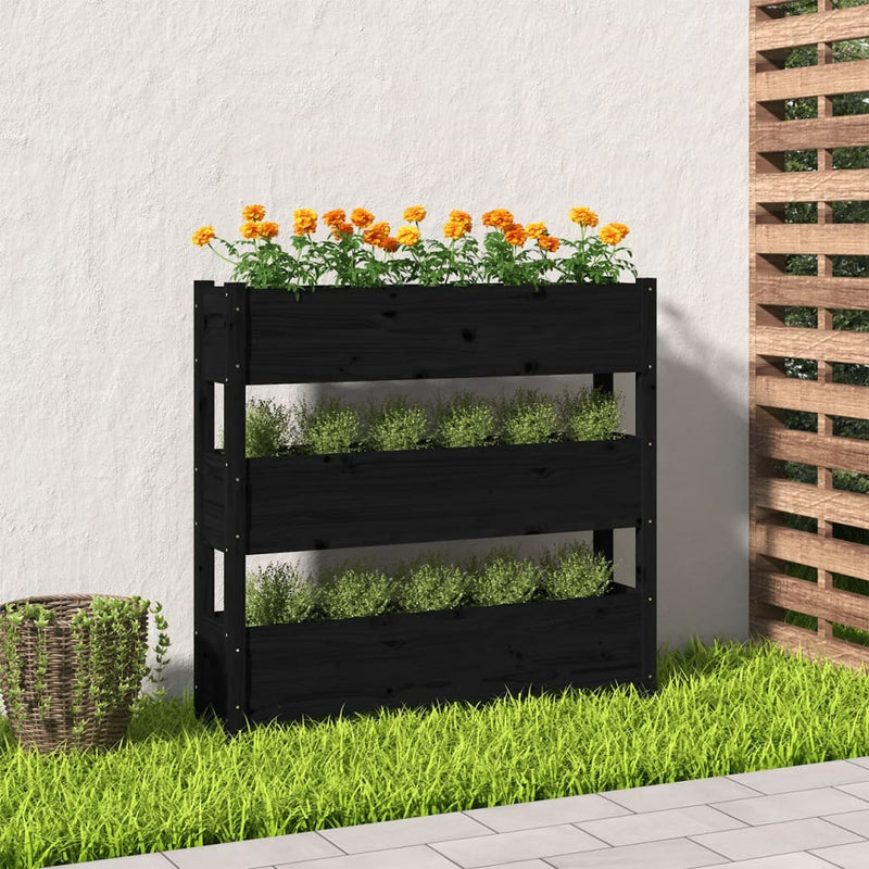 Vidaxl Planning Box 112x25x104.5 cm de pino sólido negro