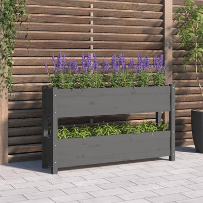 Casella di pianificazione di Vidaxl 112x25x66 cm Pine solido grigio