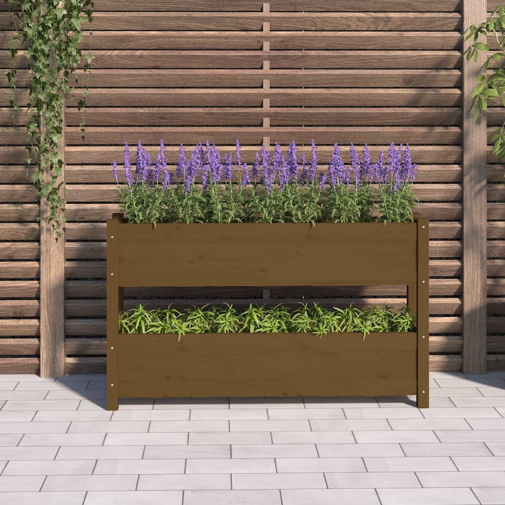Vidaxl Planning Box 112x25x66 cm de pino sólido marrón marrón