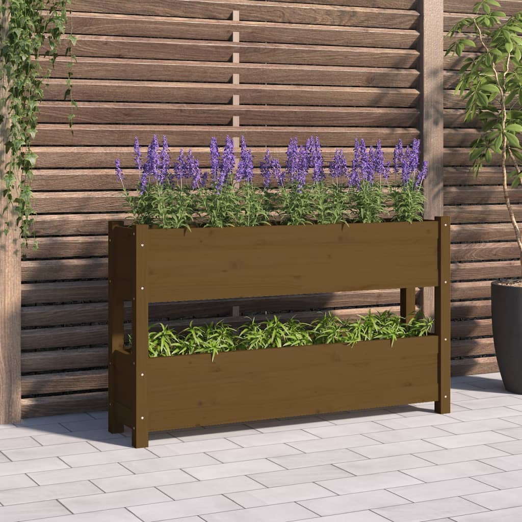 Vidaxl Planning Box 112x25x66 cm de pino sólido marrón marrón