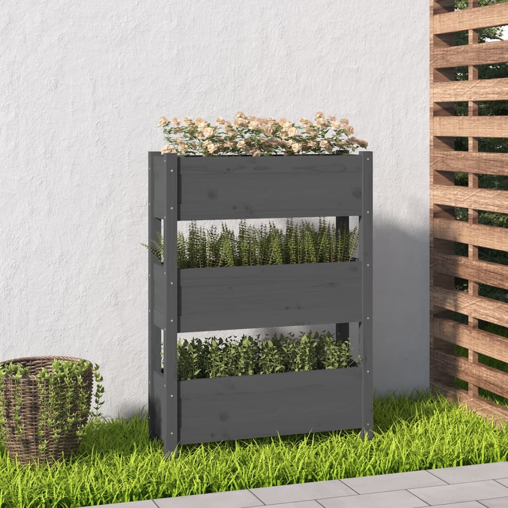 Vidaxl Planning Box 77x25x104.5 cm de pino sólido gris