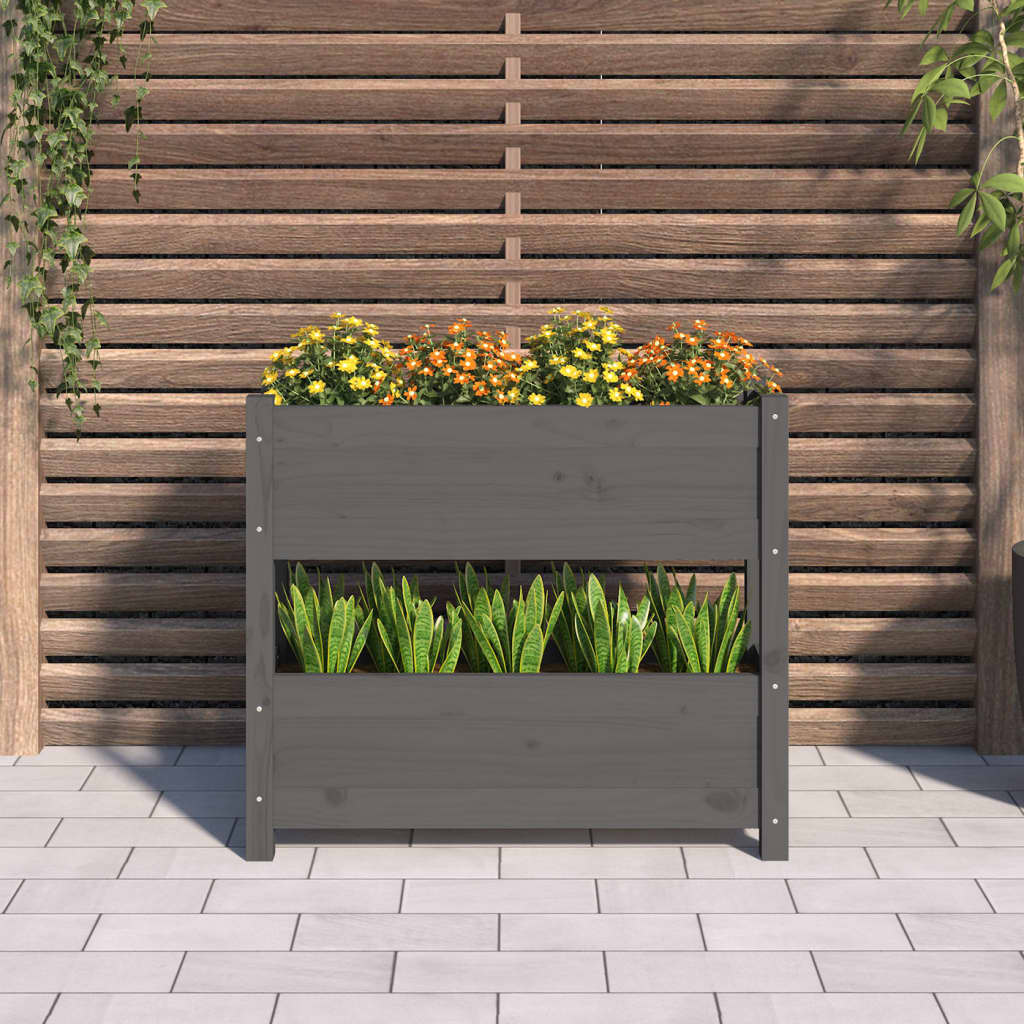 Vidaxl Planning Box 77x25x66 cm de pino sólido gris gris