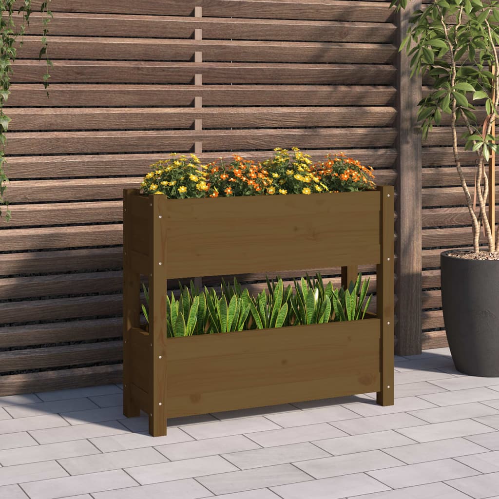 Vidaxl Planning Box 77x25x66 cm de pino sólido marrón marrón