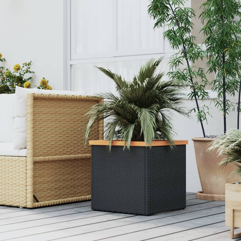 VidaXL Plantenbak 40x40x40 cm poly rattan zwart