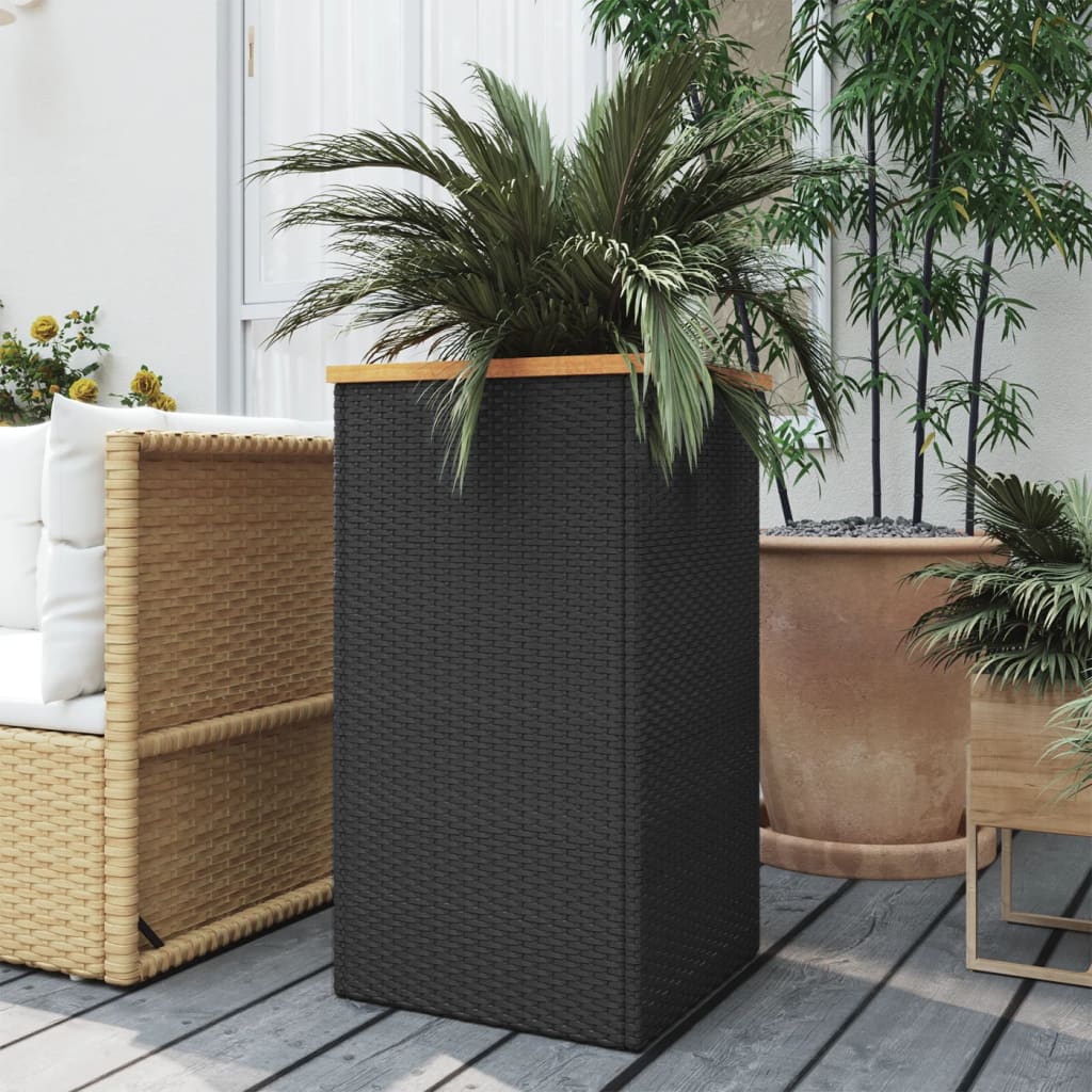 Fioriera Vidaxx 40x40x80 cm in polyrattan nero
