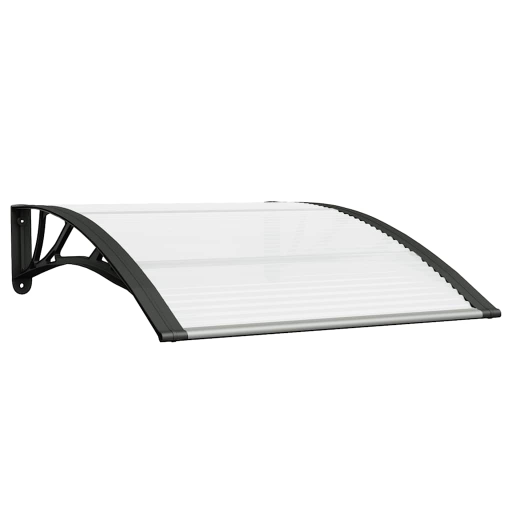 Canoppa per porte Vidaxl 100x75 cm in policarbonato nero e trasparente