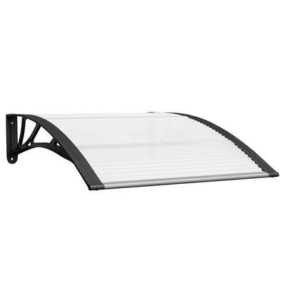 Canoppa per porte Vidaxl 100x75 cm in policarbonato nero e trasparente